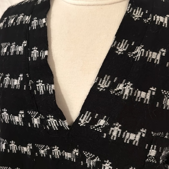 Kaftan Short Sleeve Shirt with Horses and Riders Breast Pocket Womens Size L - Picture 3 of 8